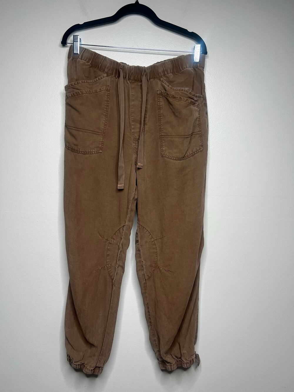Pilcro Anthropologie Brown Linen Blend Barrel Jogger Pants Brown Utility Boho M